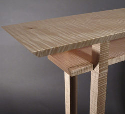 Our classic hall table is available in the light, blonde colored wood, tiger maple. This table is a lovely hall table, entry table or small console table perfect for urban living